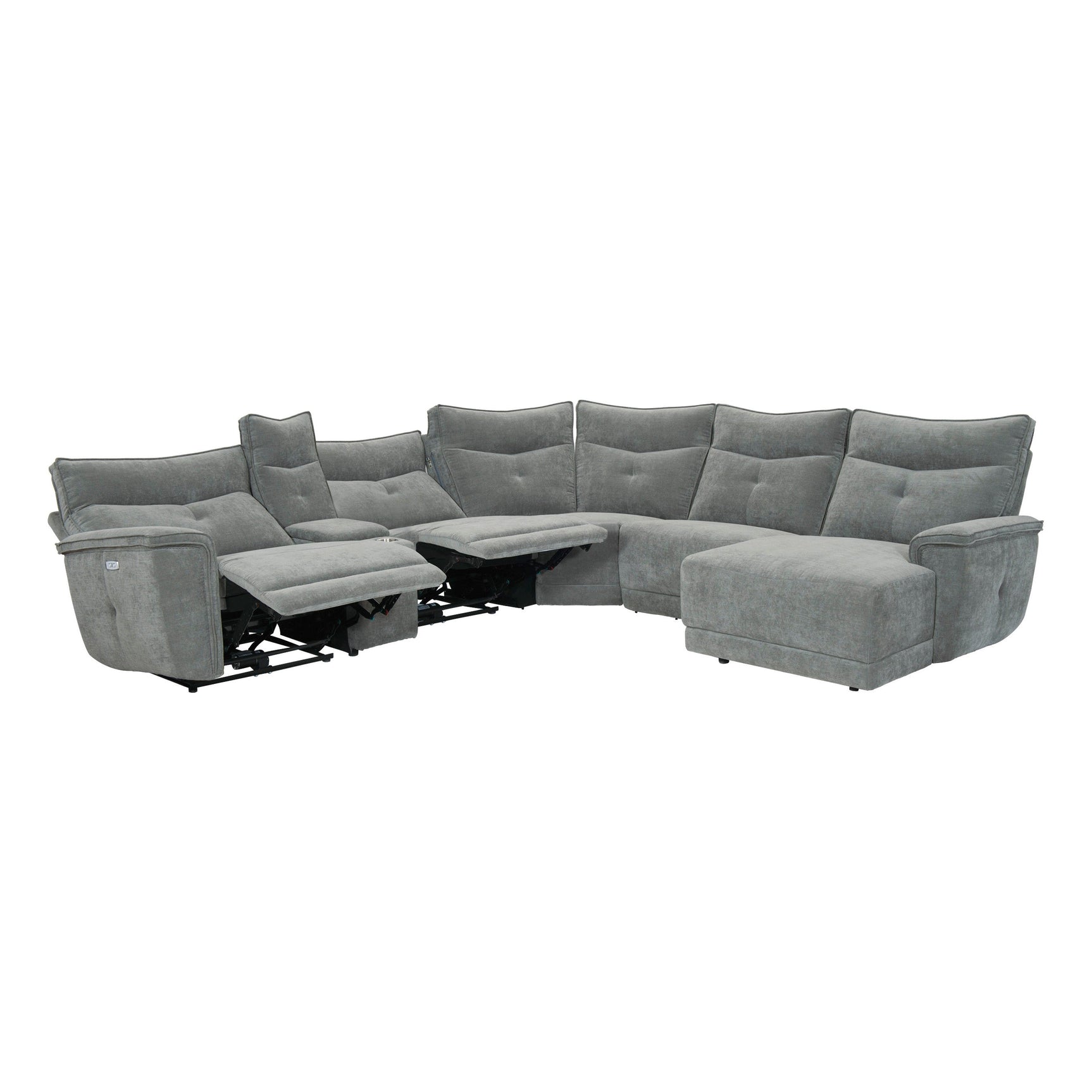 Tesoro Dark Gray 6-Piece Modular Power Reclining Sectional with Right Chaise - Ornate Home