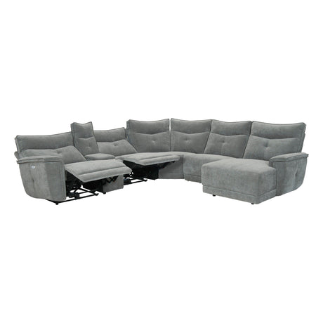 Tesoro Dark Gray 6-Piece Modular Power Reclining Sectional with Right Chaise - Ornate Home