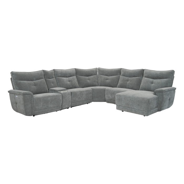 Tesoro Dark Gray 6-Piece Modular Power Reclining Sectional with Right Chaise - Ornate Home