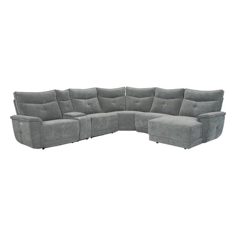 Tesoro Dark Gray 6-Piece Modular Power Reclining Sectional with Right Chaise - Ornate Home