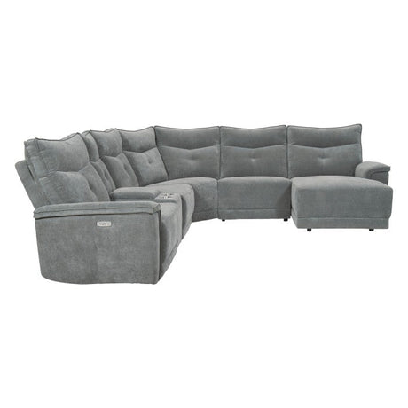 Tesoro Dark Gray 6-Piece Modular Power Reclining Sectional with Right Chaise - Ornate Home