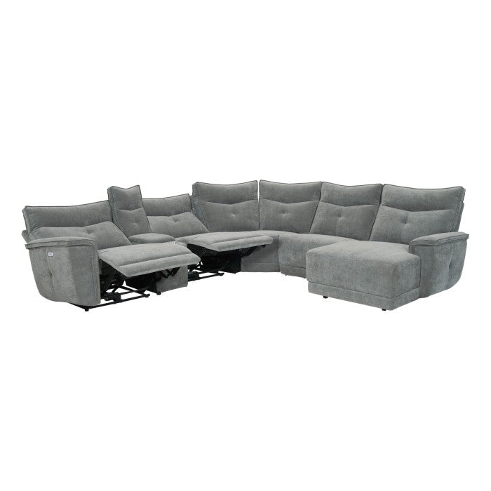 Tesoro Dark Gray 6-Piece Modular Power Reclining Sectional with Right Chaise - Ornate Home