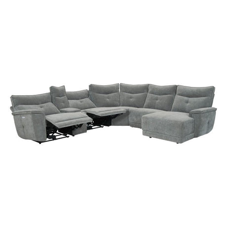 Tesoro Dark Gray 6-Piece Modular Power Reclining Sectional with Right Chaise - Ornate Home