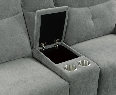 Tesoro Dark Gray Power Double Reclining Loveseat - Ornate Home