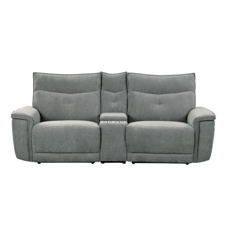 Tesoro Dark Gray Power Double Reclining Loveseat - Ornate Home