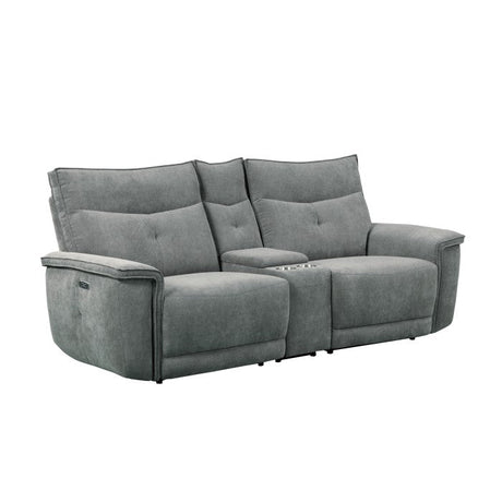 Tesoro Dark Gray Power Double Reclining Loveseat - Ornate Home