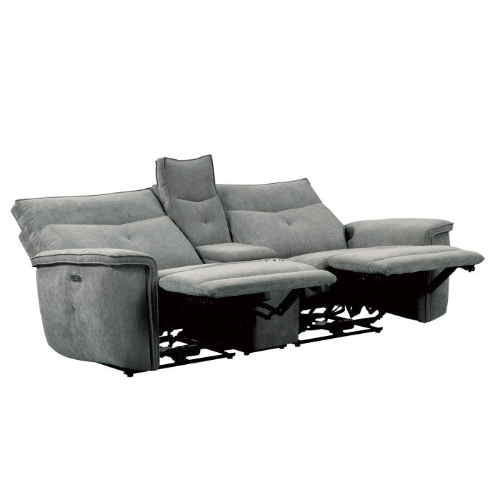 Tesoro Dark Gray Power Double Reclining Loveseat - Ornate Home