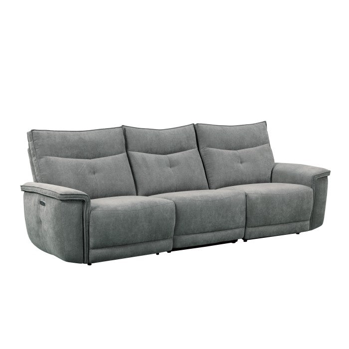 Tesoro Dark Gray Power Double Reclining Sofa - Ornate Home