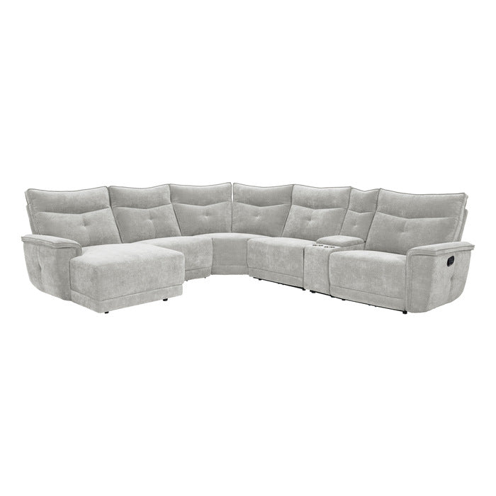Tesoro Gray 6-Piece Modular Reclining Sectional with Left Chaise - Ornate Home