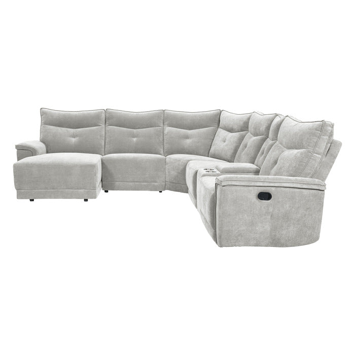 Tesoro Gray 6-Piece Modular Reclining Sectional with Left Chaise - Ornate Home