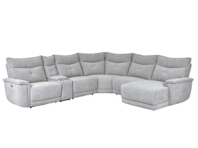 Tesoro Mist Gray 6-Piece Modular Power Reclining Sectional with Right Chaise - Ornate Home