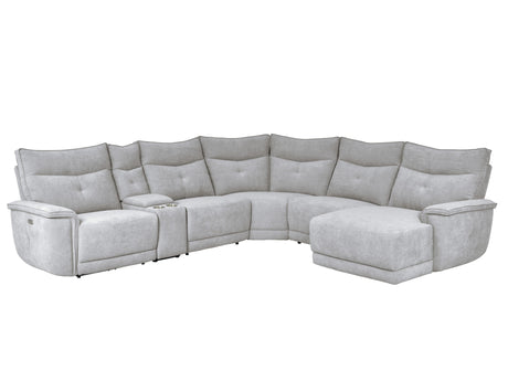 Tesoro Mist Gray 6-Piece Modular Power Reclining Sectional with Right Chaise - Ornate Home