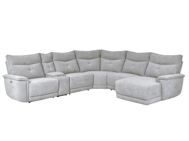Tesoro Mist Gray 6-Piece Modular Power Reclining Sectional with Right Chaise - Ornate Home