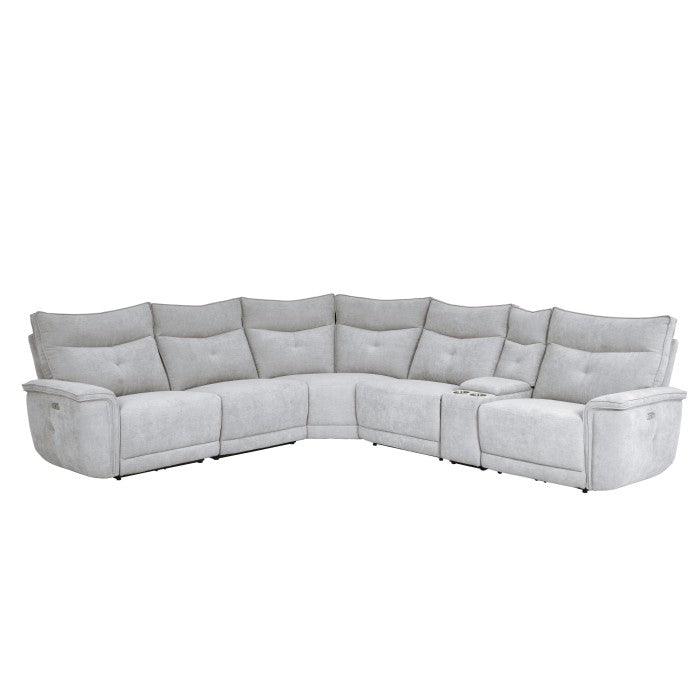 Tesoro Mist Gray 6-Piece Modular Power Reclining Sectionals - Ornate Home