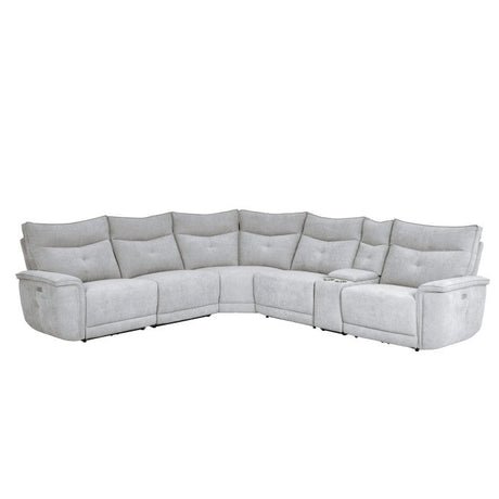 Tesoro Mist Gray 6-Piece Modular Power Reclining Sectionals - Ornate Home