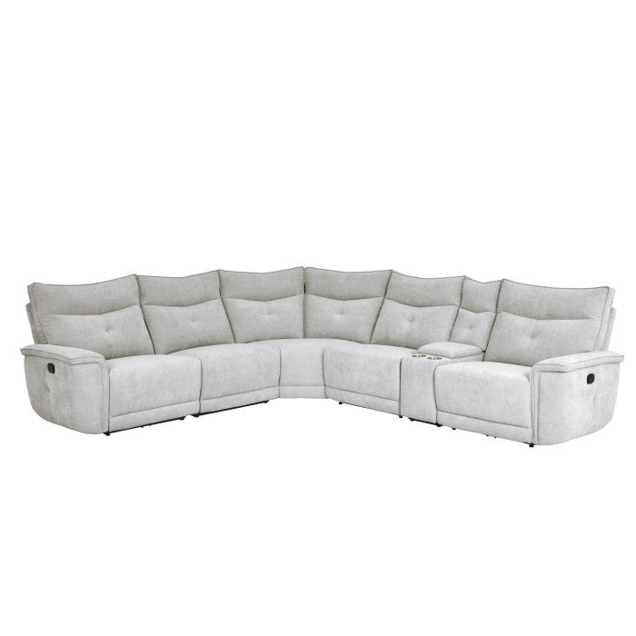 Tesoro Mist Gray 6-Piece Modular Reclining Sectional - Ornate Home