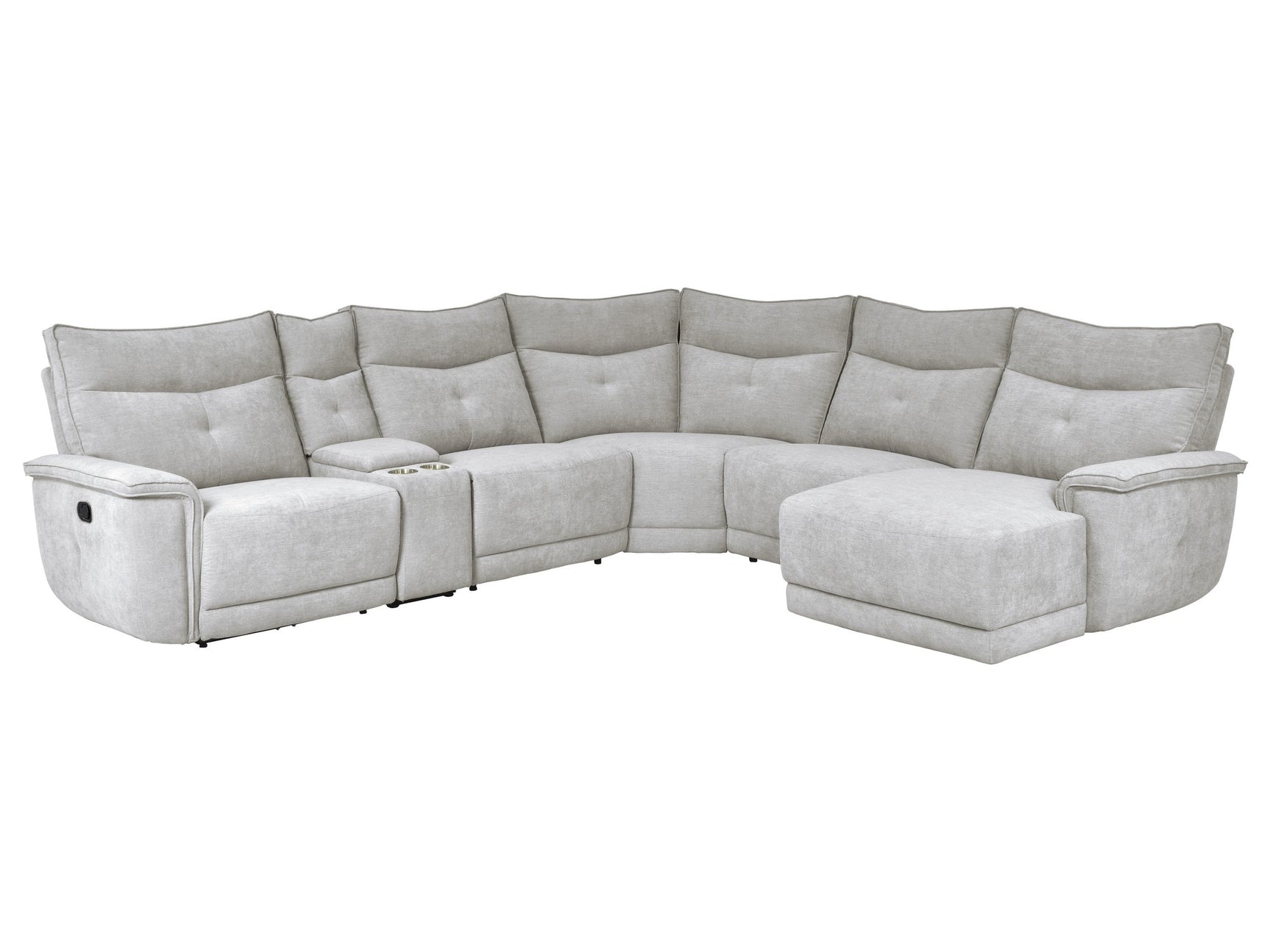 Tesoro Mist Gray 6-Piece Modular Reclining Sectional with Right Chaise - Ornate Home