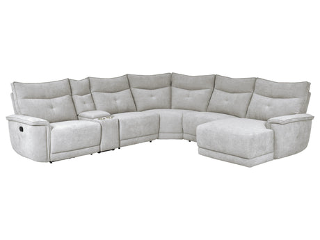 Tesoro Mist Gray 6-Piece Modular Reclining Sectional with Right Chaise - Ornate Home