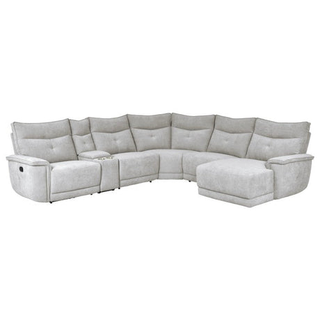Tesoro Mist Gray 6-Piece Modular Reclining Sectional with Right Chaise - Ornate Home