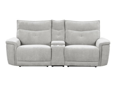 Tesoro Mist Gray Power Double Reclining Loveseat - Ornate Home