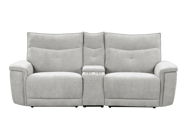 Tesoro Mist Gray Power Double Reclining Loveseat - Ornate Home