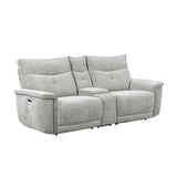 Tesoro Mist Gray Power Double Reclining Loveseat - Ornate Home