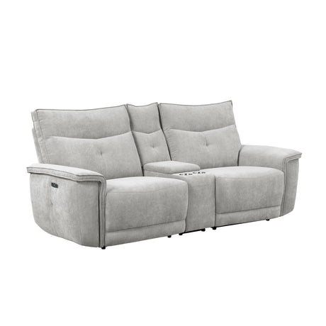 Tesoro Mist Gray Power Double Reclining Loveseat - Ornate Home
