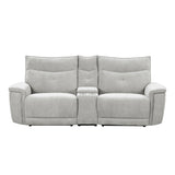Tesoro Mist Gray Power Double Reclining Loveseat - Ornate Home