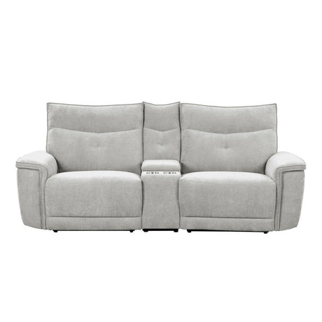 Tesoro Mist Gray Power Double Reclining Loveseat - Ornate Home