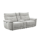 Tesoro Mist Gray Power Double Reclining Loveseat - Ornate Home