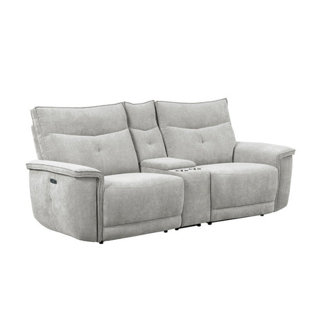 Tesoro Mist Gray Power Double Reclining Loveseat - Ornate Home