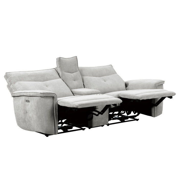 Tesoro Mist Gray Power Double Reclining Loveseat - Ornate Home