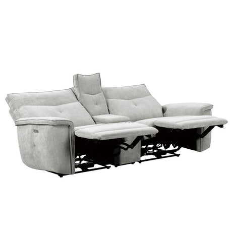 Tesoro Mist Gray Power Double Reclining Loveseat - Ornate Home
