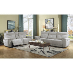 Tesoro Mist Gray Power Double Reclining Loveseat - Ornate Home