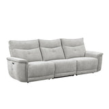 Tesoro Mist Gray Power Double Reclining Sofas - Ornate Home