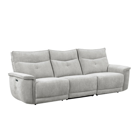 Tesoro Mist Gray Power Double Reclining Sofas - Ornate Home