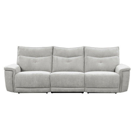 Tesoro Mist Gray Power Double Reclining Sofas - Ornate Home