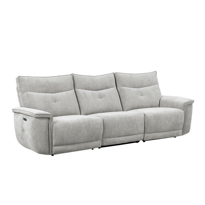 Tesoro Mist Gray Power Double Reclining Sofas - Ornate Home
