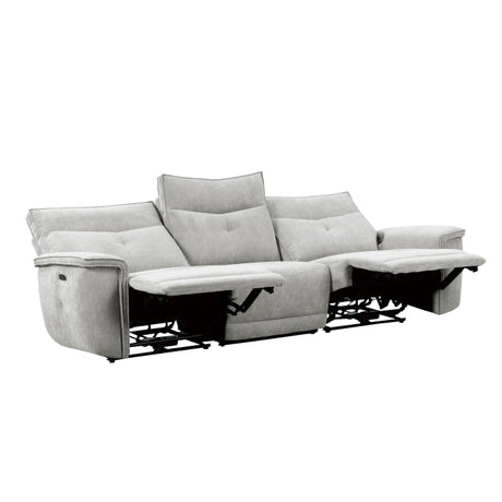 Tesoro Mist Gray Power Double Reclining Sofas - Ornate Home
