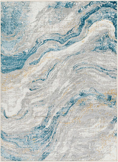 Tess Silver Blue Marble Area Rug - Clearance - Ornate Home