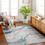 Tess Silver Blue Marble Area Rug - Clearance - Ornate Home