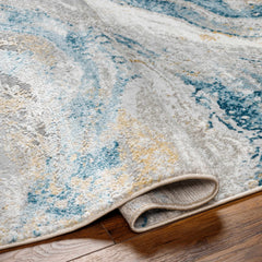 Tess Silver Blue Marble Area Rug - Clearance - Ornate Home