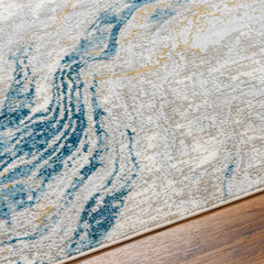 Tess Silver Blue Marble Area Rug - Clearance - Ornate Home
