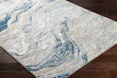 Tess Silver Blue Marble Area Rug - Clearance - Ornate Home