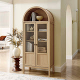 Tessa Oak Tall Arched Storage Display Cabinet - Ornate Home