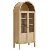 Tessa Oak Tall Arched Storage Display Cabinet - Ornate Home