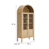 Tessa Oak Tall Arched Storage Display Cabinet - Ornate Home