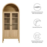 Tessa Oak Tall Arched Storage Display Cabinet - Ornate Home