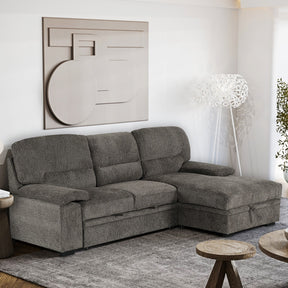 Tessaro Dark Gray Right-Facing Sleeper Sectional w/ Storage - Ornate Home