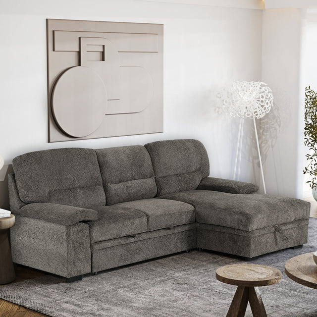 Tessaro Dark Gray Right-Facing Sleeper Sectional w/ Storage - Ornate Home
